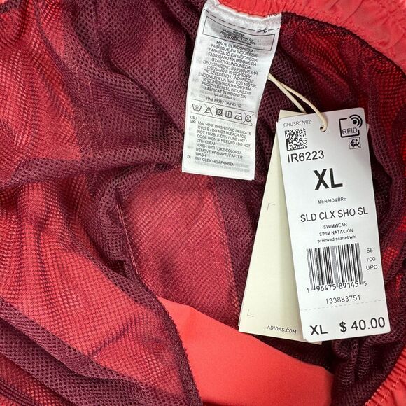 Adidas Mens Solid CLS Short Length Mesh-Lined Swim Shorts Salmon Pink XL - Picture 4 of 5